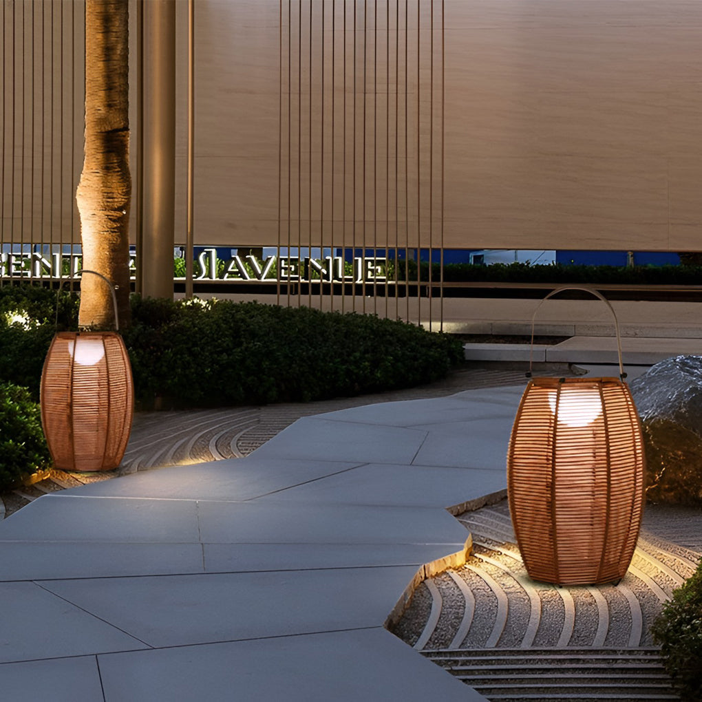 WINTERBOURNE RATTAN LED GLOBE OUTDOOR LANTERN