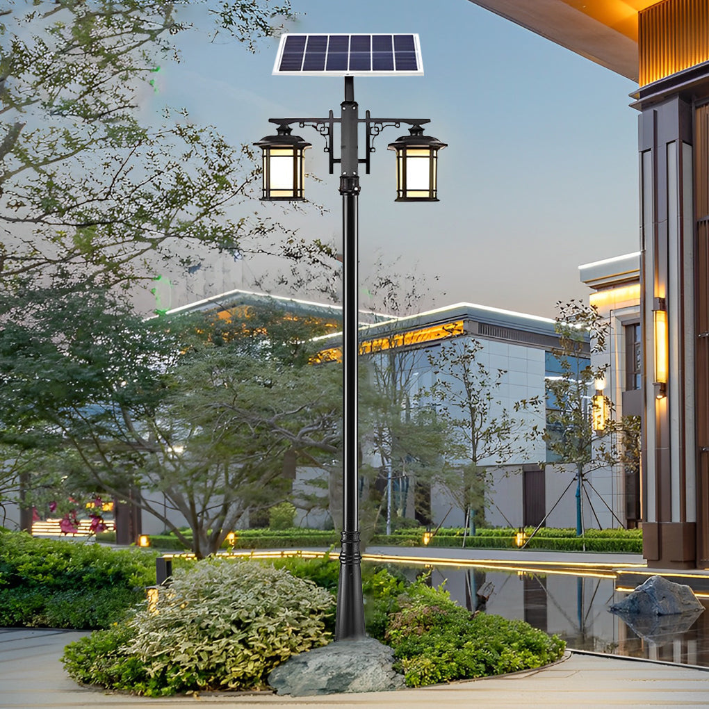 BRAMBLETON RUSTIC SOLAR LANTERN WITH REMOTE CONTROL AND 3-LEVEL DIMMING