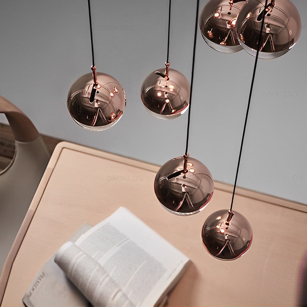WINTHROPE SPHERICAL ROTATING METAL AND GLASS PENDANT LIGHT