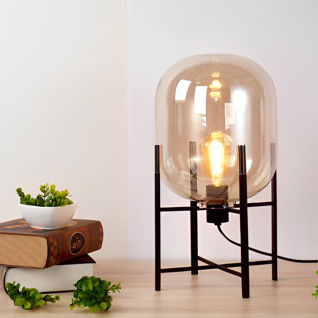 WINDSOR METAL FRAME AND HANDCRAFTED GLASS TOWER LAMP