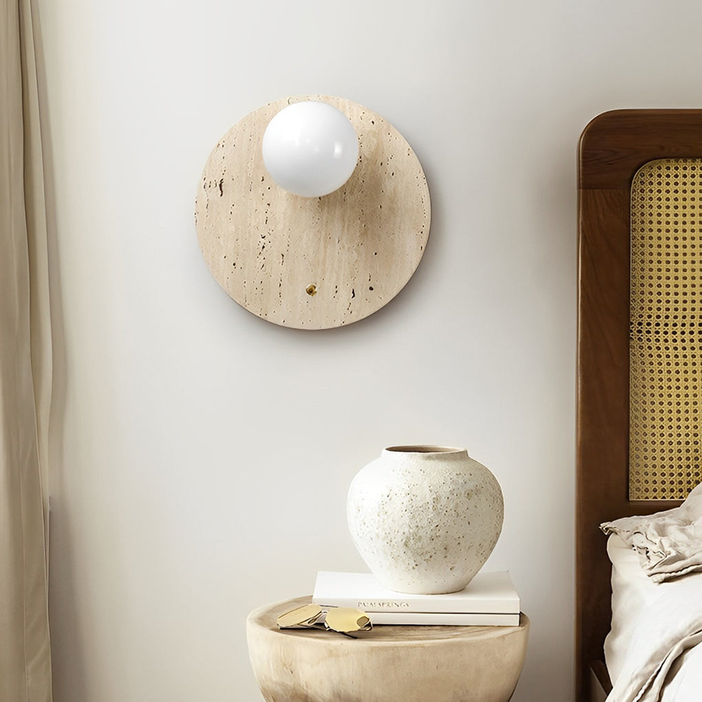 BEAUMONT SUNSET TRAVERTINE GLOWING WALL LANTERN