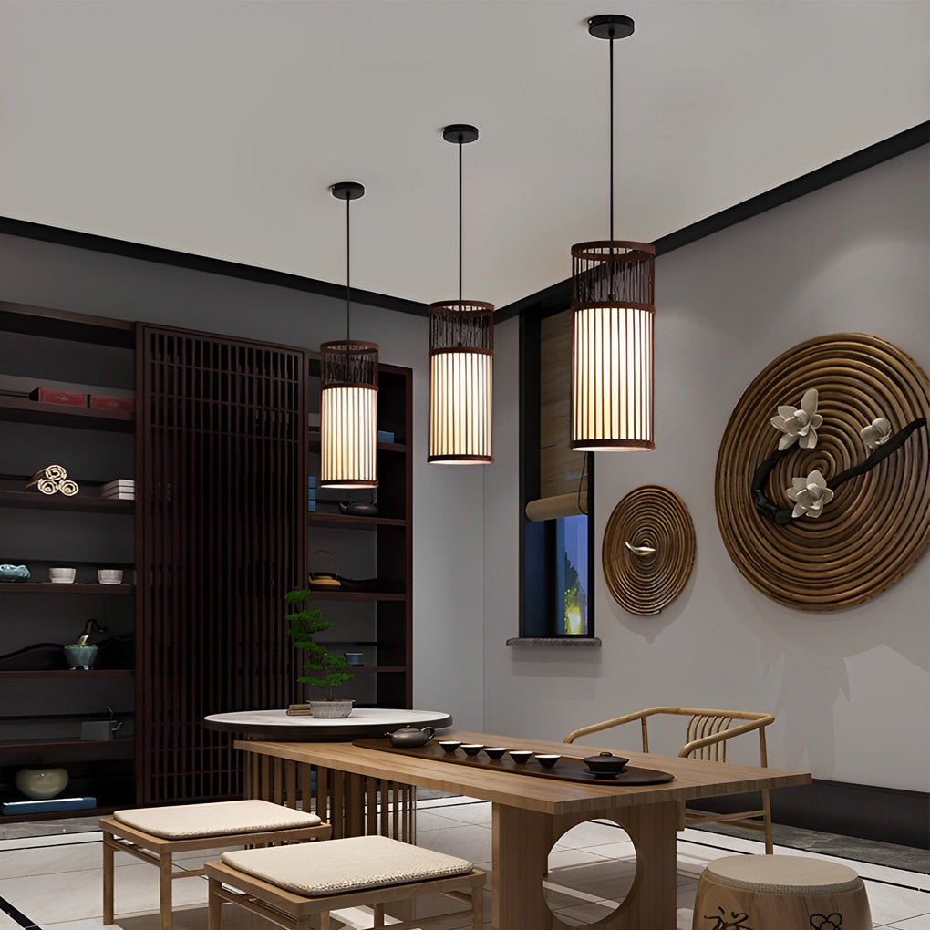 WINTHROP NATURAL BAMBOO WOVEN LED HANGING LAMP