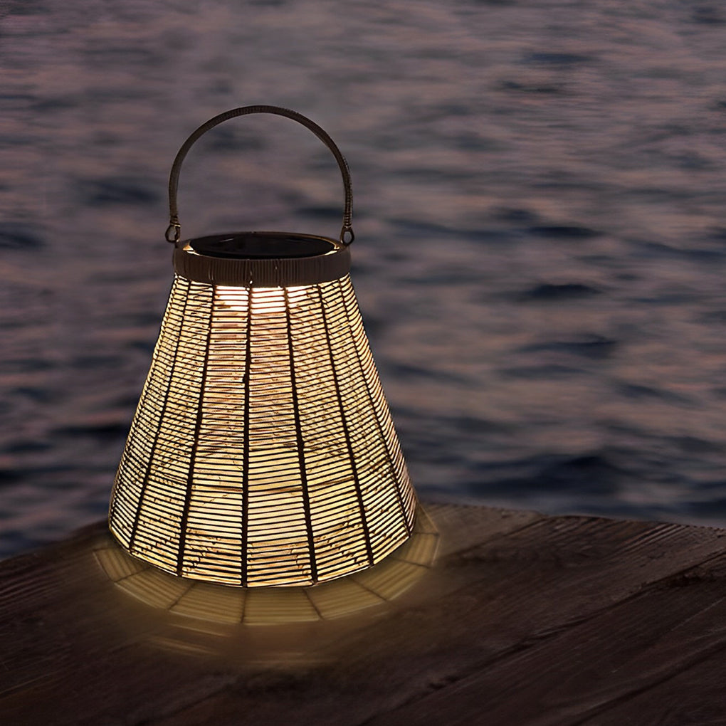 ELMINGTON WOVEN RATTAN SOLAR GARDEN LANTERN