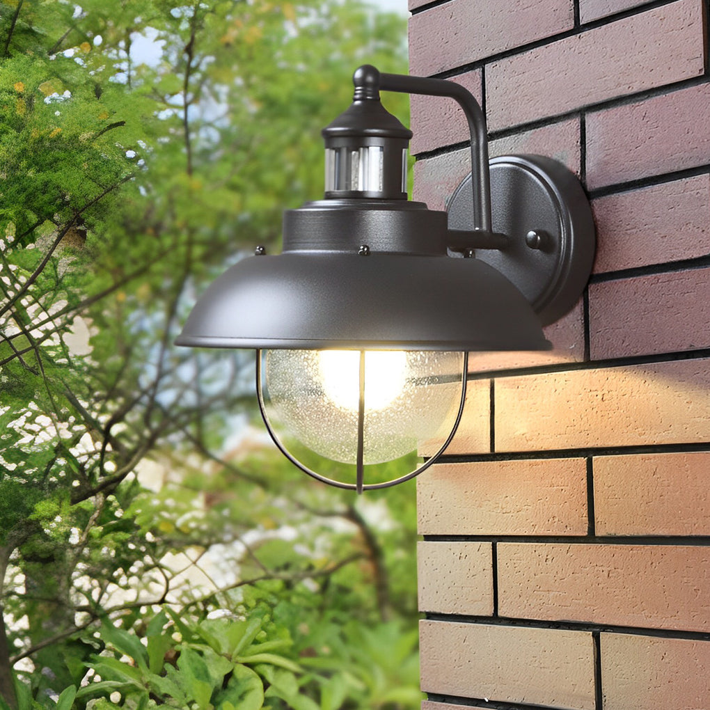 BRISTOL HARBOR ONE-BULB METAL CAGE OUTDOOR WALL LANTERN