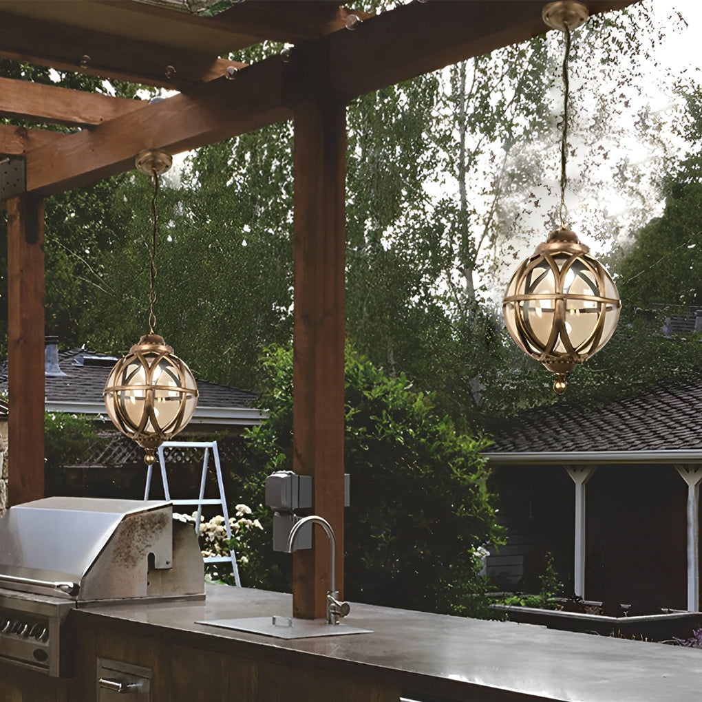 WINTHORPE METAL GLOBE OUTDOOR PENDANT LIGHT