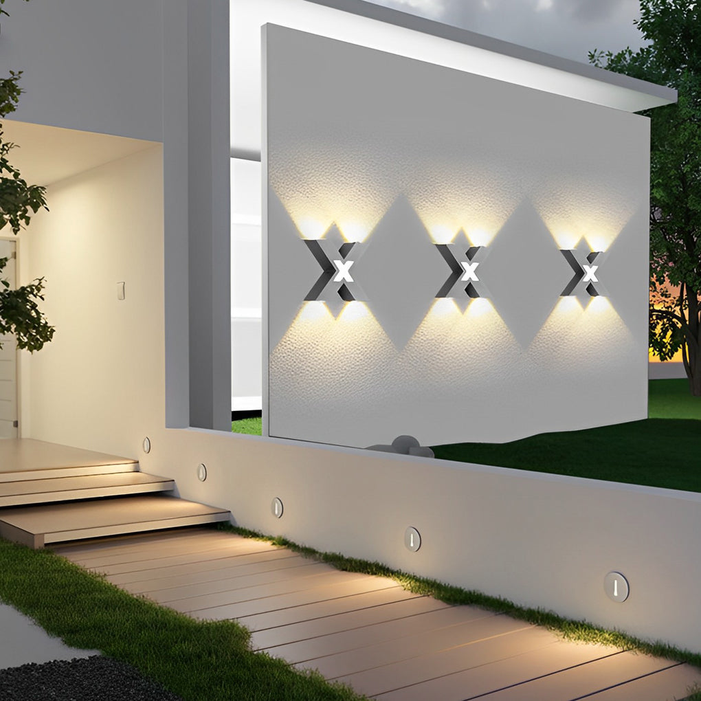 RAVENHURST MODERN X-SHAPED OUTDOOR LED WALL LIGHTING