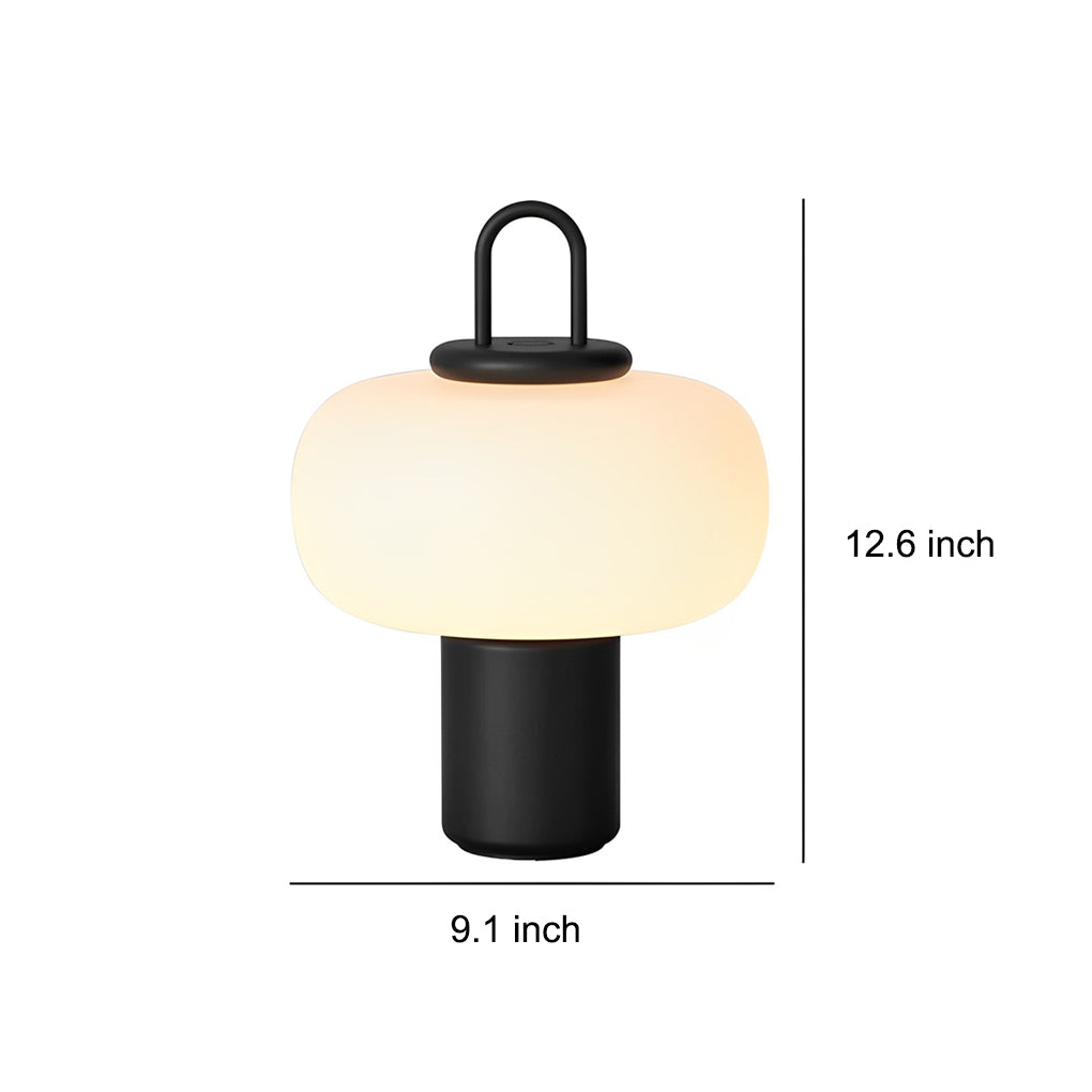 WINTHROP MILK GLASS GLOBE LAMP, PORTABLE LED AMBIENT ILLUMINATION