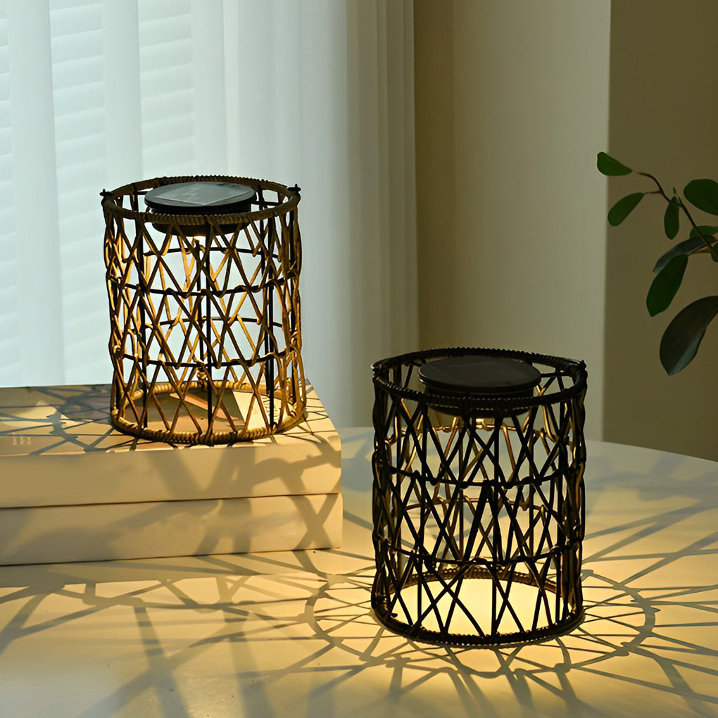 WHITLEY RATTAN-WOVEN SOLAR GARDEN ILLUMINATOR
