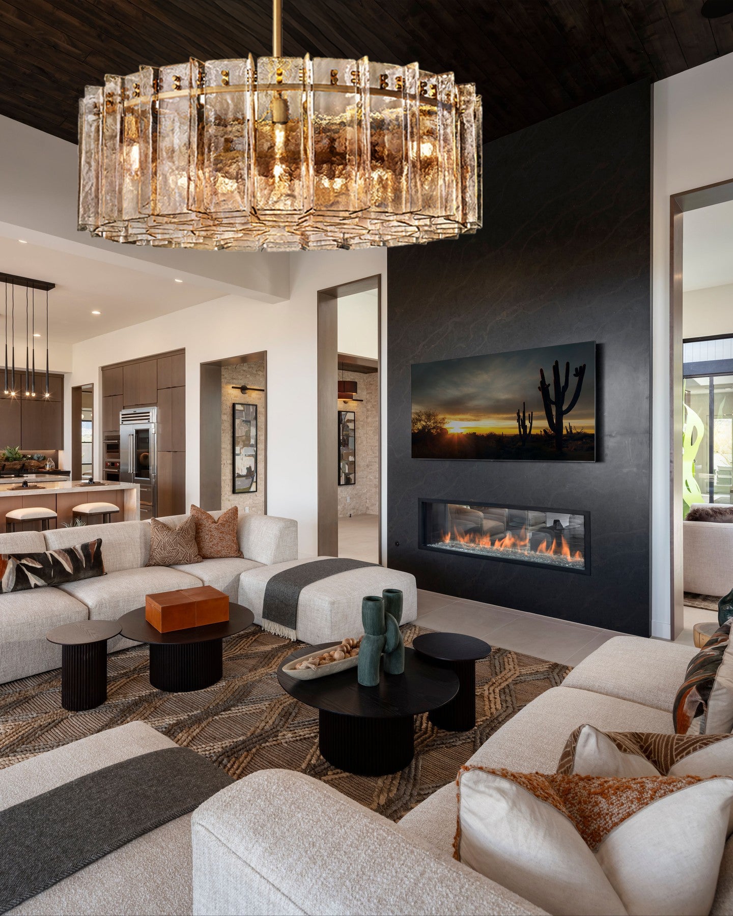 VERDIAN SMOKED CRYSTAL CEILING LANTERN