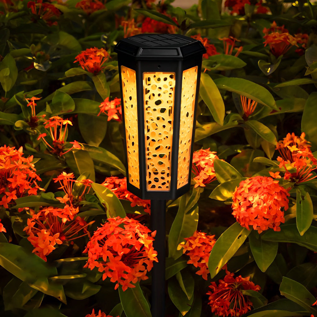 WINTHROP RAINBOW HEXAGON SOLAR GARDEN LANTERN, WEATHERPROOF LANDSCAPE ILLUMINATION