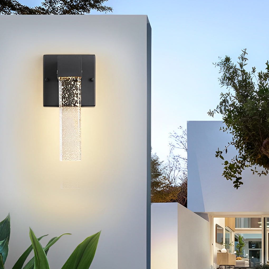 RAVENHURST BLACK CRYSTAL OUTDOOR WALL SCONCE WITH WATER-RESISTANT LED ILLUMINATION