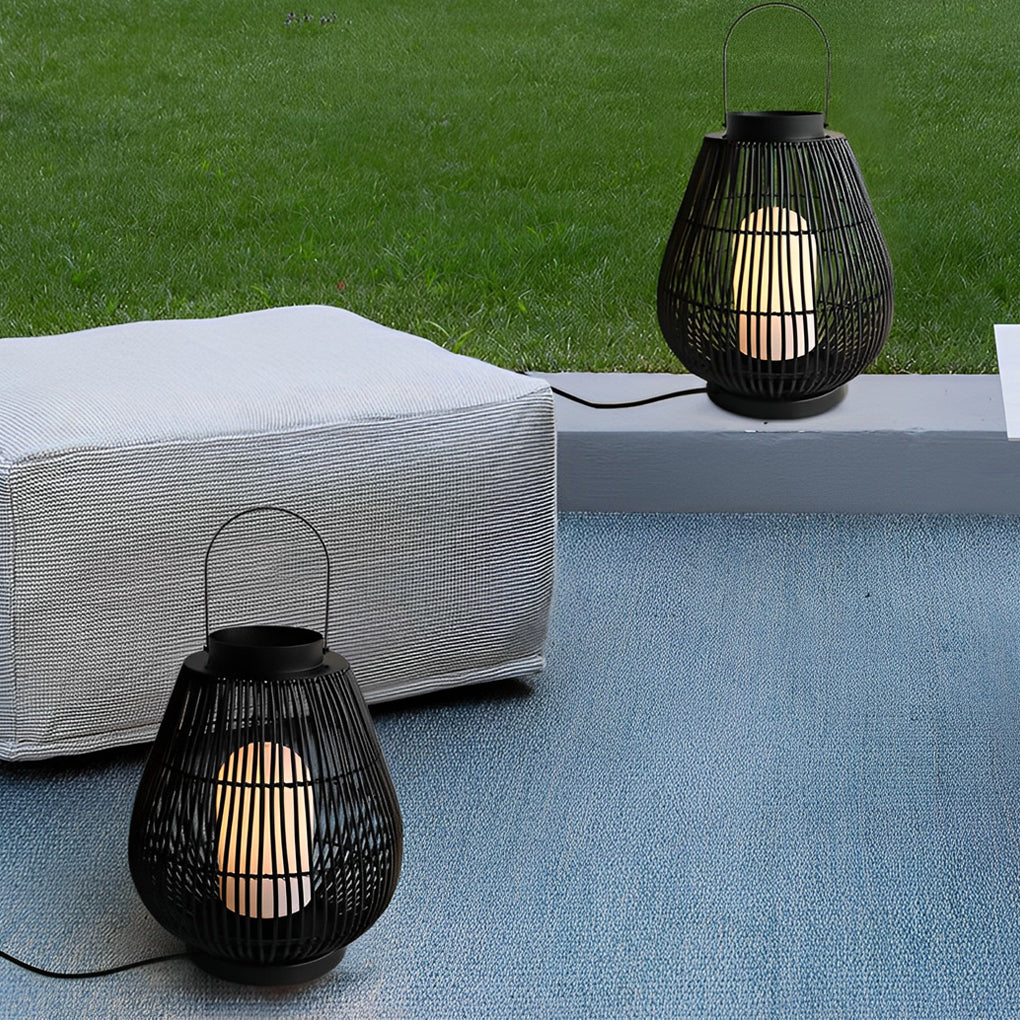 RAVENSDALE CHARCOAL IRON WOVEN E27 OUTDOOR PILLAR LANTERN