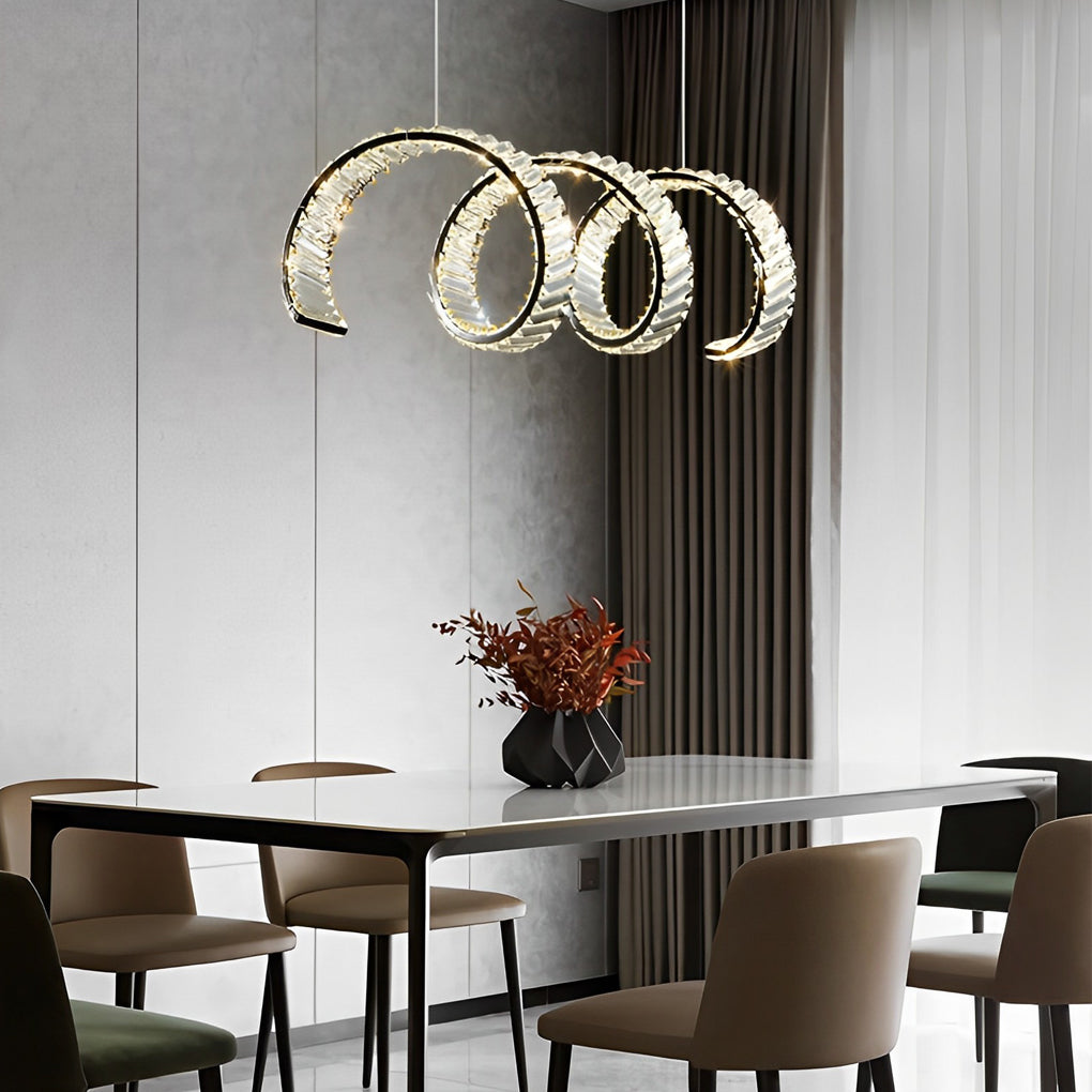 WINDSOR CRYSTAL RIPPLES THREE-TIER LED DINING LIGHT