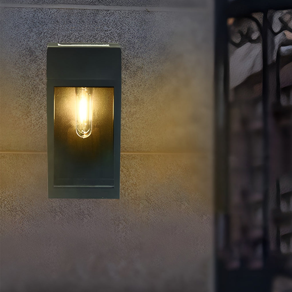 WINTHORPE RECTANGULAR SOLAR-POWERED GLASS WALL LANTERN