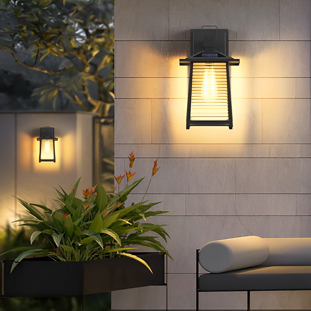 FENWICK SOLAR-POWERED BLACK GLASS WALL LANTERN