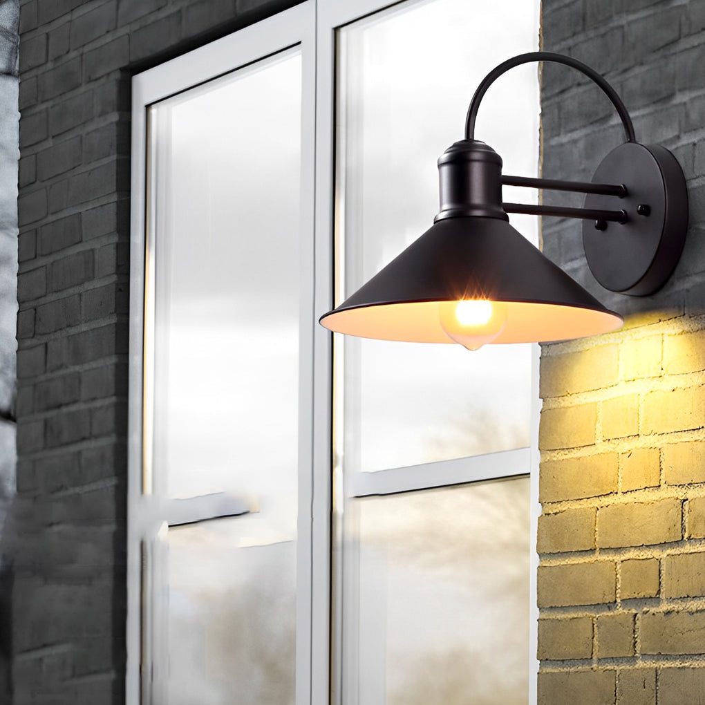 WINDSOR CONE IRON OUTDOOR WALL LIGHTING - VINTAGE INDUSTRIAL WATERPROOF DESIGN
