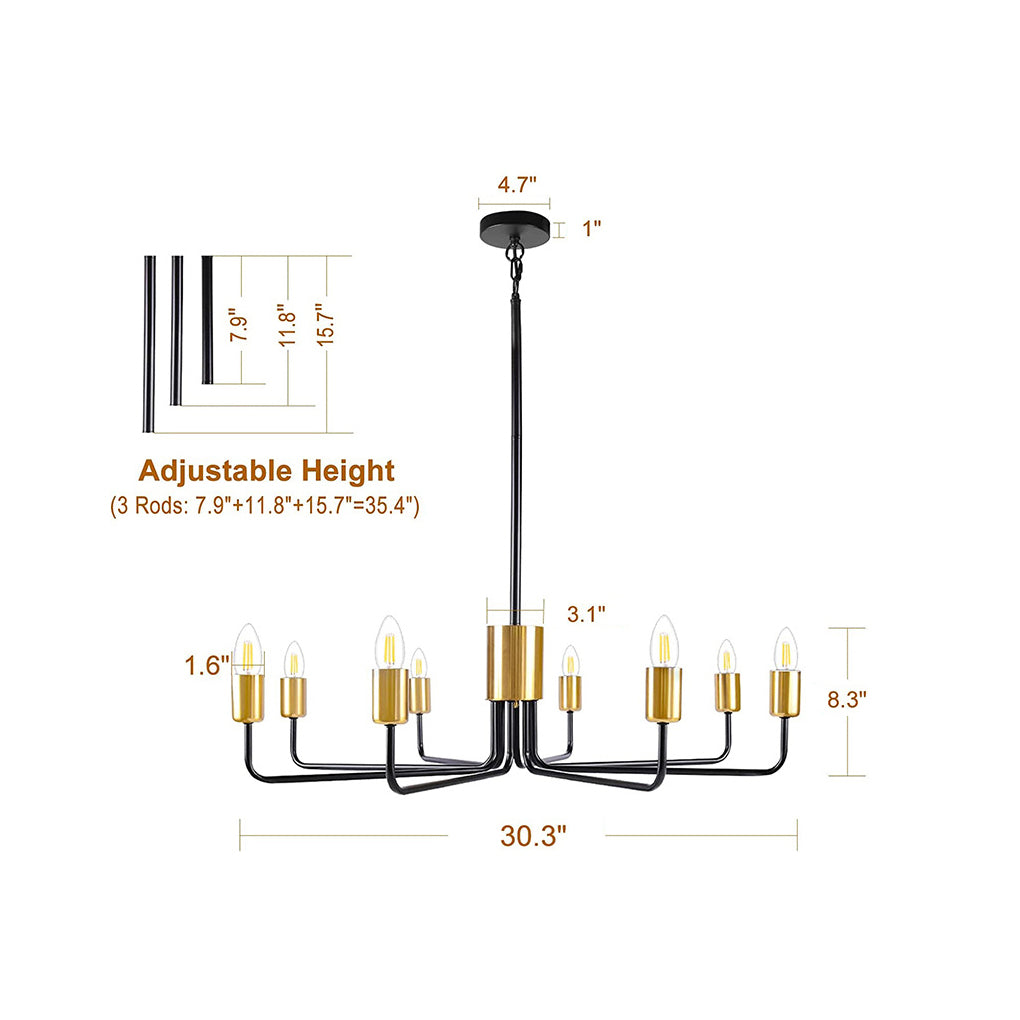FENWICK IRON EIGHT-BULB FARMHOUSE CHANDELIER