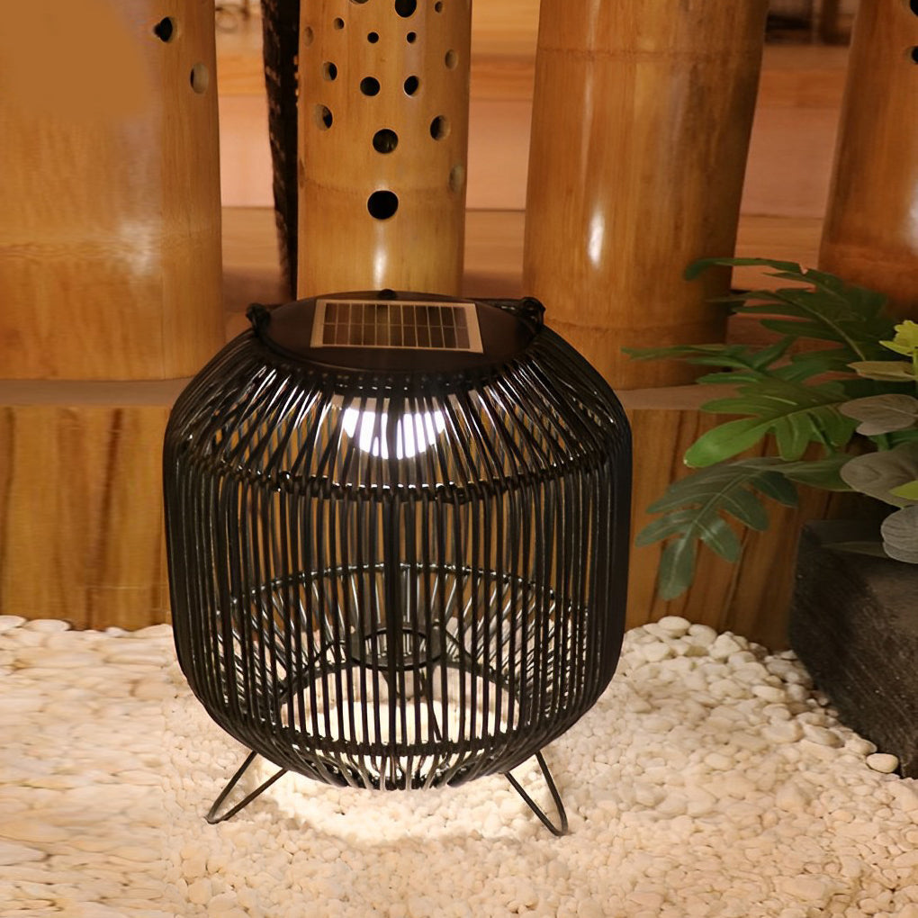 WINTHROP WOVEN SOLAR LANTERN WITH LED GLOW