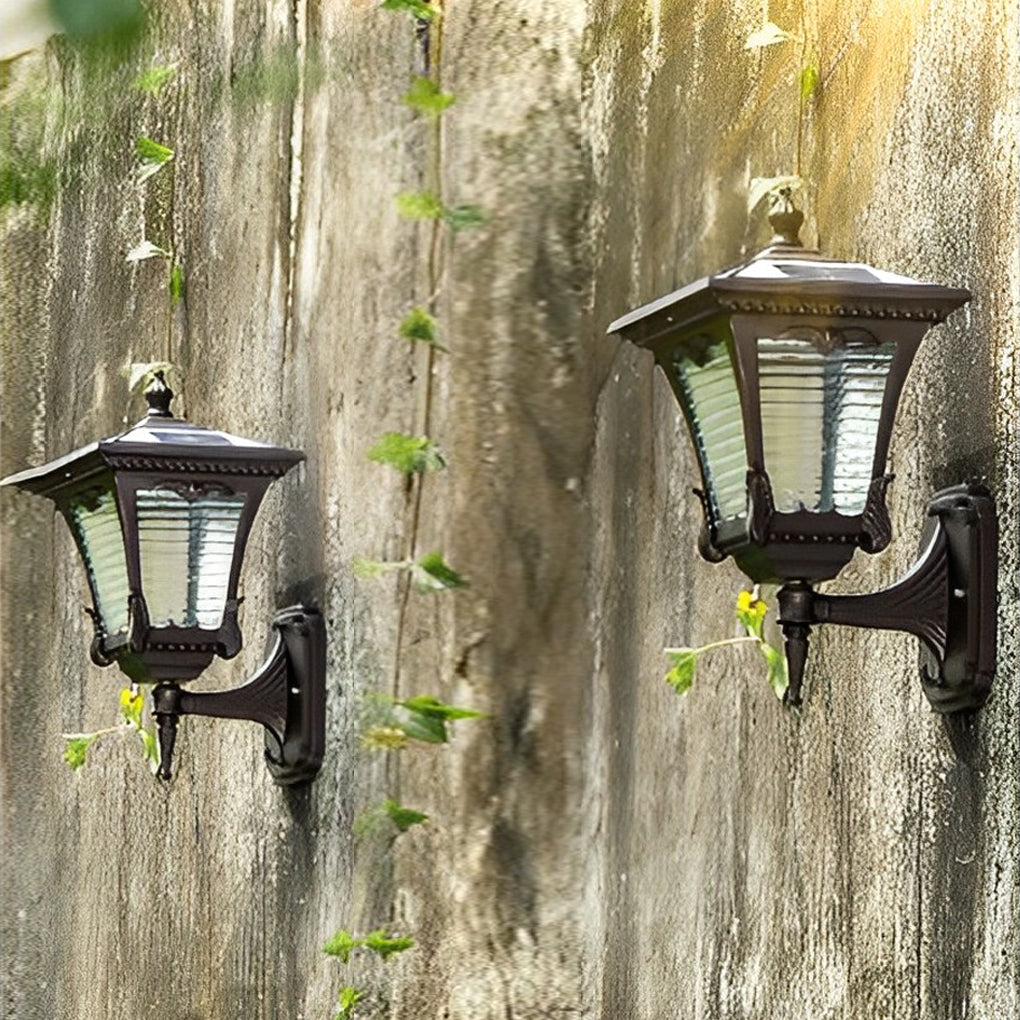 CHARLESTON STRIPED GLASS SOLAR WALL LANTERN