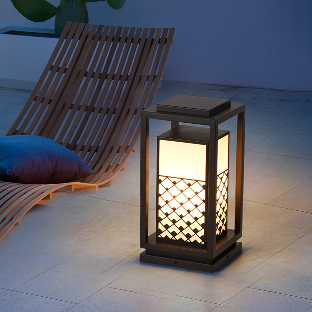 WINTERBOURNE SOLAR-POWERED BLACK LED PATH LIGHTS WITH VINTAGE PATTERNING FOR GARDEN WALKWAYS