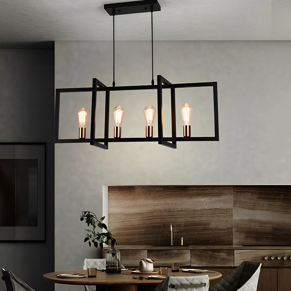 WINDSOR IRON RECTANGULAR CHANDELIER WITH INDUSTRIAL FINISH