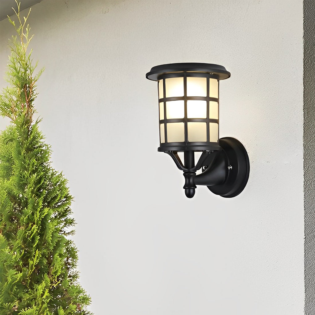 WINTHROP BLACK SOLAR WALL LANTERNS WITH TRIPLE DIMMING OPTIONS