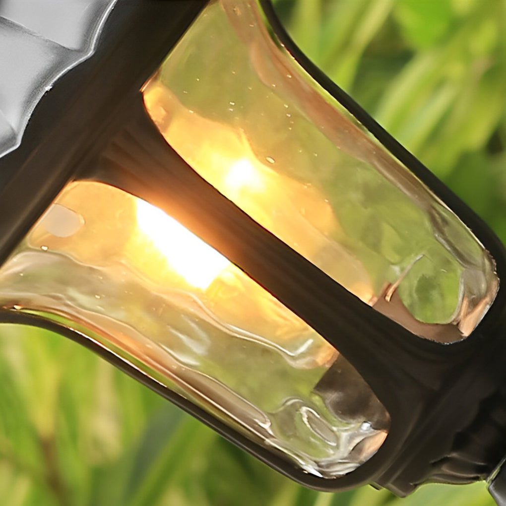 WINDSOR BLACK LED GARDEN POST LANTERN WITH WATER GLASS ELEMENT
