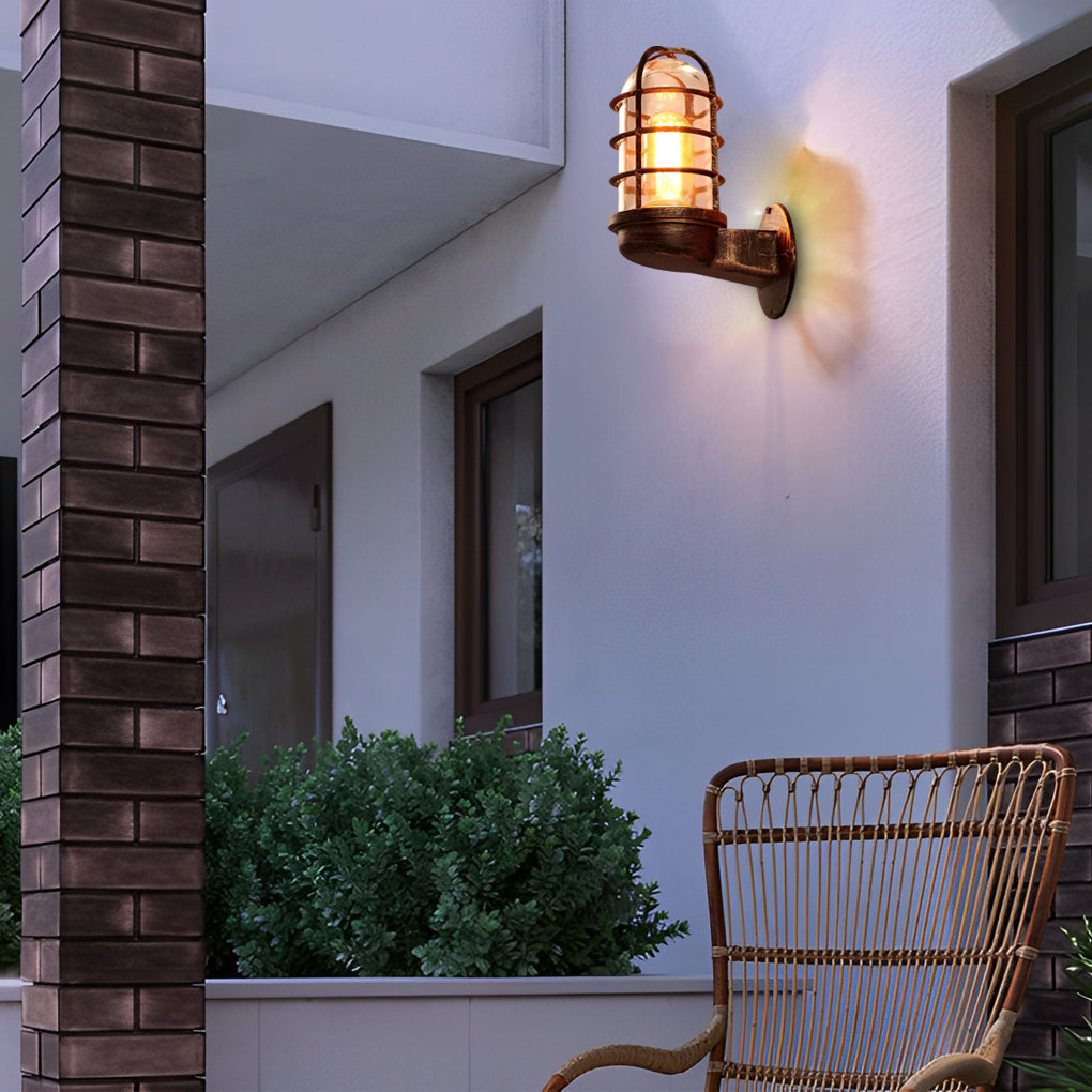 WINDSOR RETRO CAGE OUTDOOR WALL LANTERN, 4W WATER-RESISTANT
