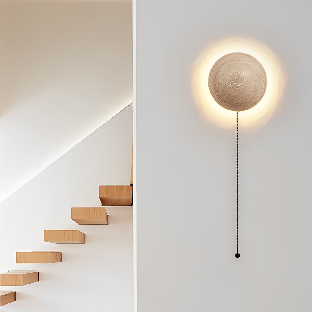 SHIZUKA TRAVERTINE CIRCLE LED WALL LANTERN