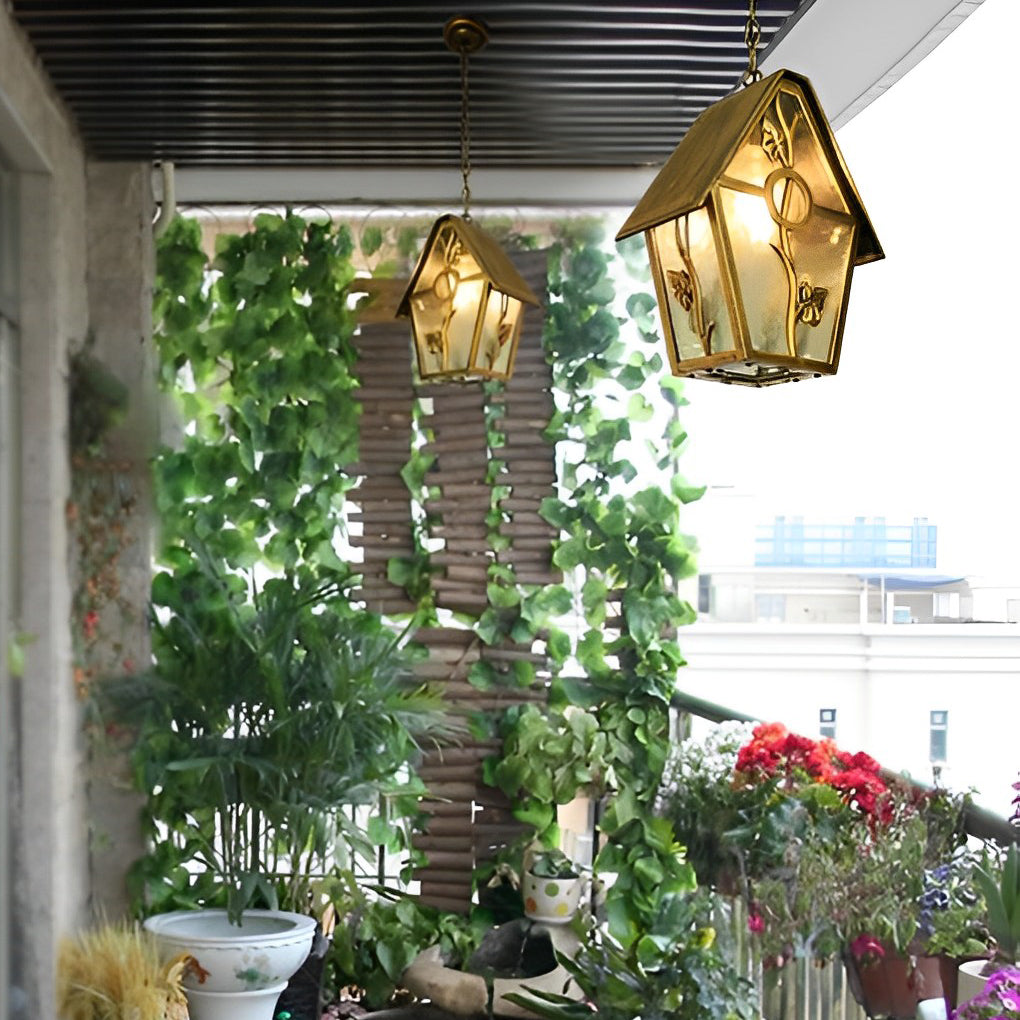 WINTERBOURNE AQUA GLASS OUTDOOR LANTERN CHANDELIER