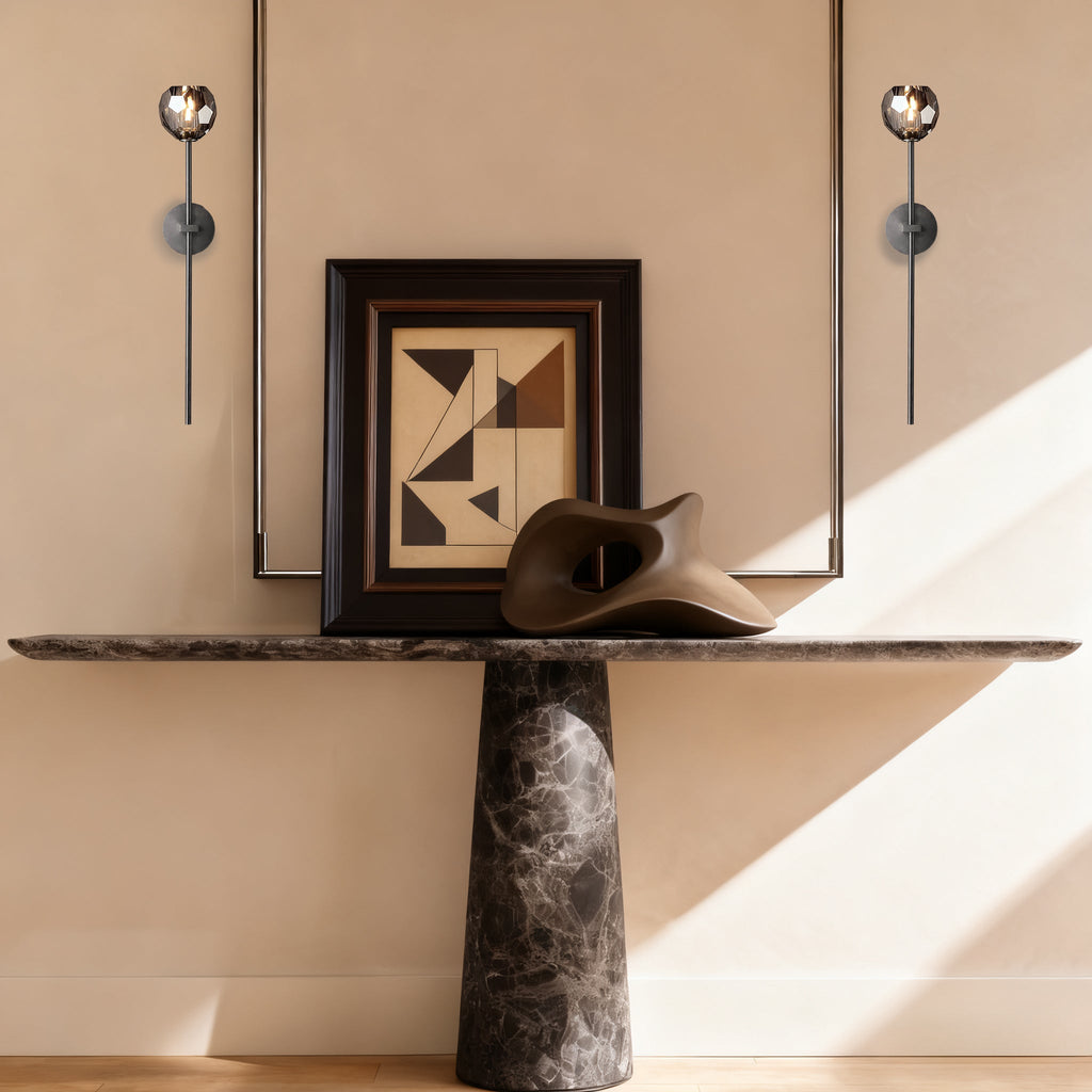 VERITY SMOKED CRYSTAL WALL LANTERN