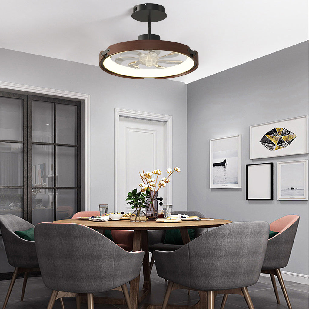 RIVERTON CIRCULAR WOODEN LED CEILING FAN WITH SMART DIMMING CONTROL