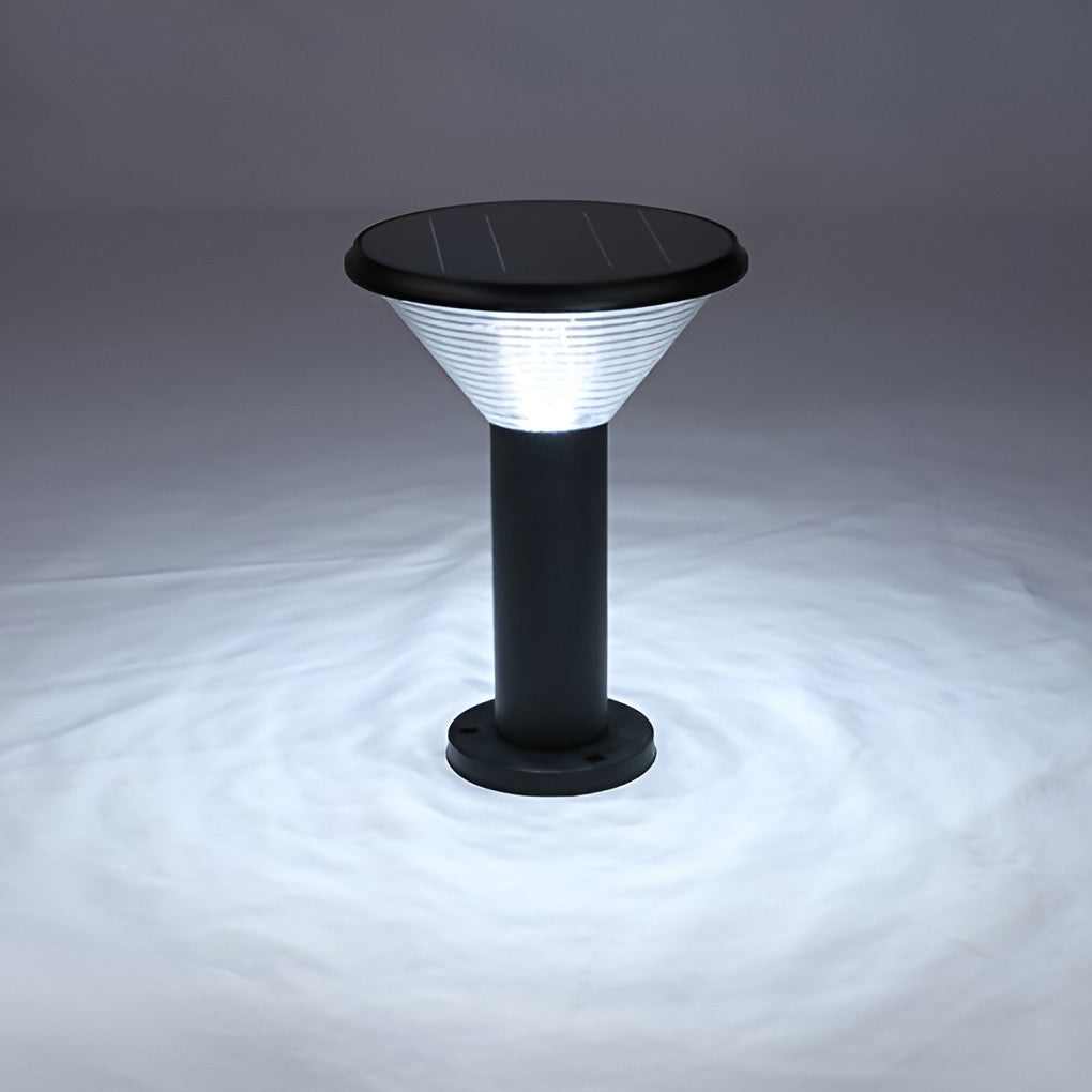 RAVENSCROFT MODERN SOLAR TAPERED PATHLIGHT WITH BLACK CYLINDRICAL DESIGN