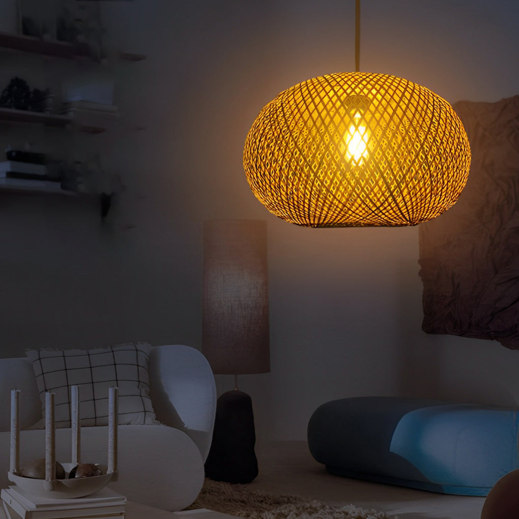 WINDSOR BASKET WEAVE RATTAN PENDANT LIGHT