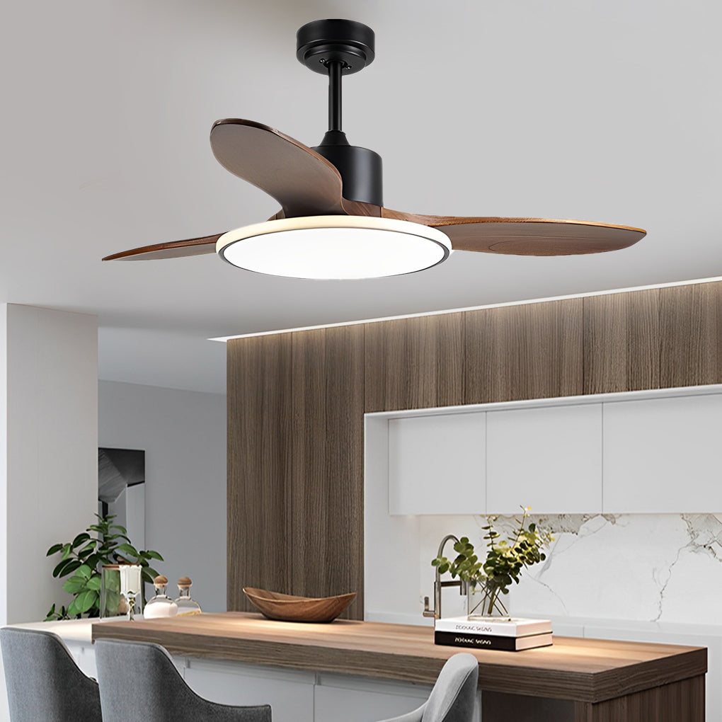 WINDSOR WOODEN TRIO DIMMER CEILING FAN LIGHT WITH REMOTE