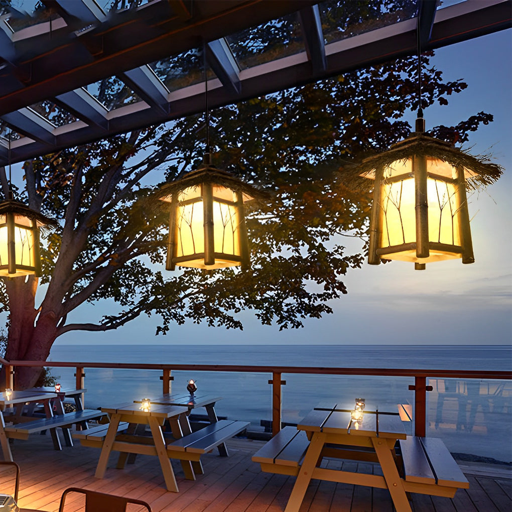 BRAMBLEWICK BAMBOO CANOPY LANTERN - Multifunctional Outdoor Pendant and Post Illumination