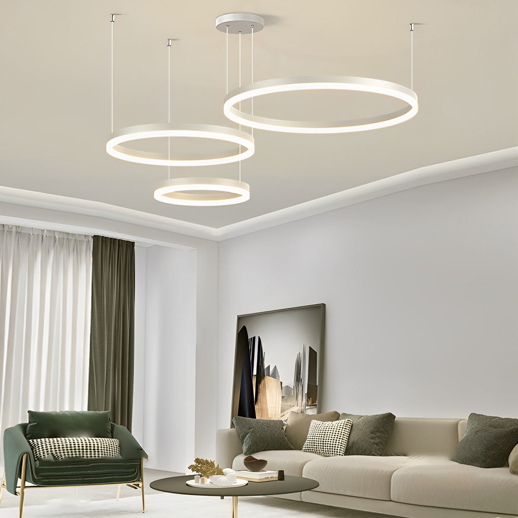 WINTHORPE MODERN LED TRIPLE RING CHANDELIER WITH DIMMABLE WHITE LIGHT