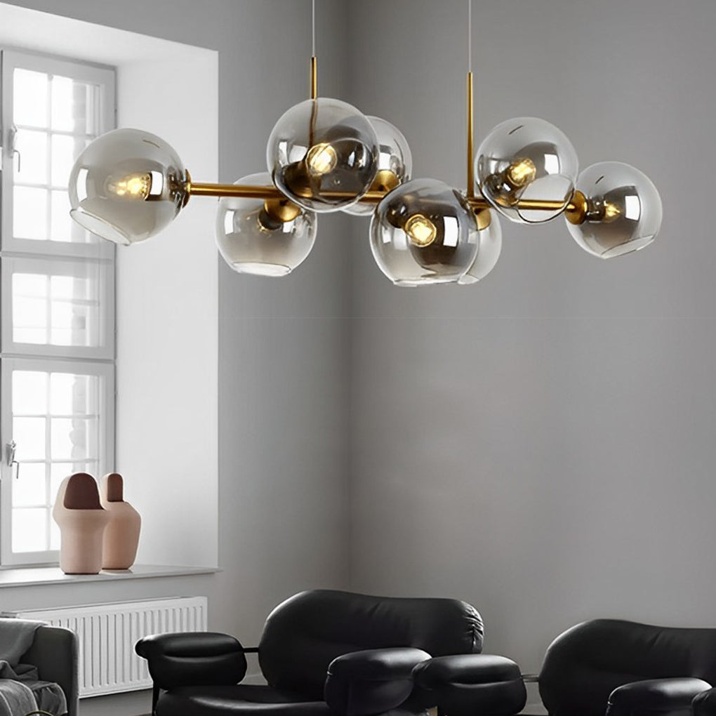 WINTHROP EIGHT-BULB GLASS SHADE CHANDELIER FOR DINING SPACES
