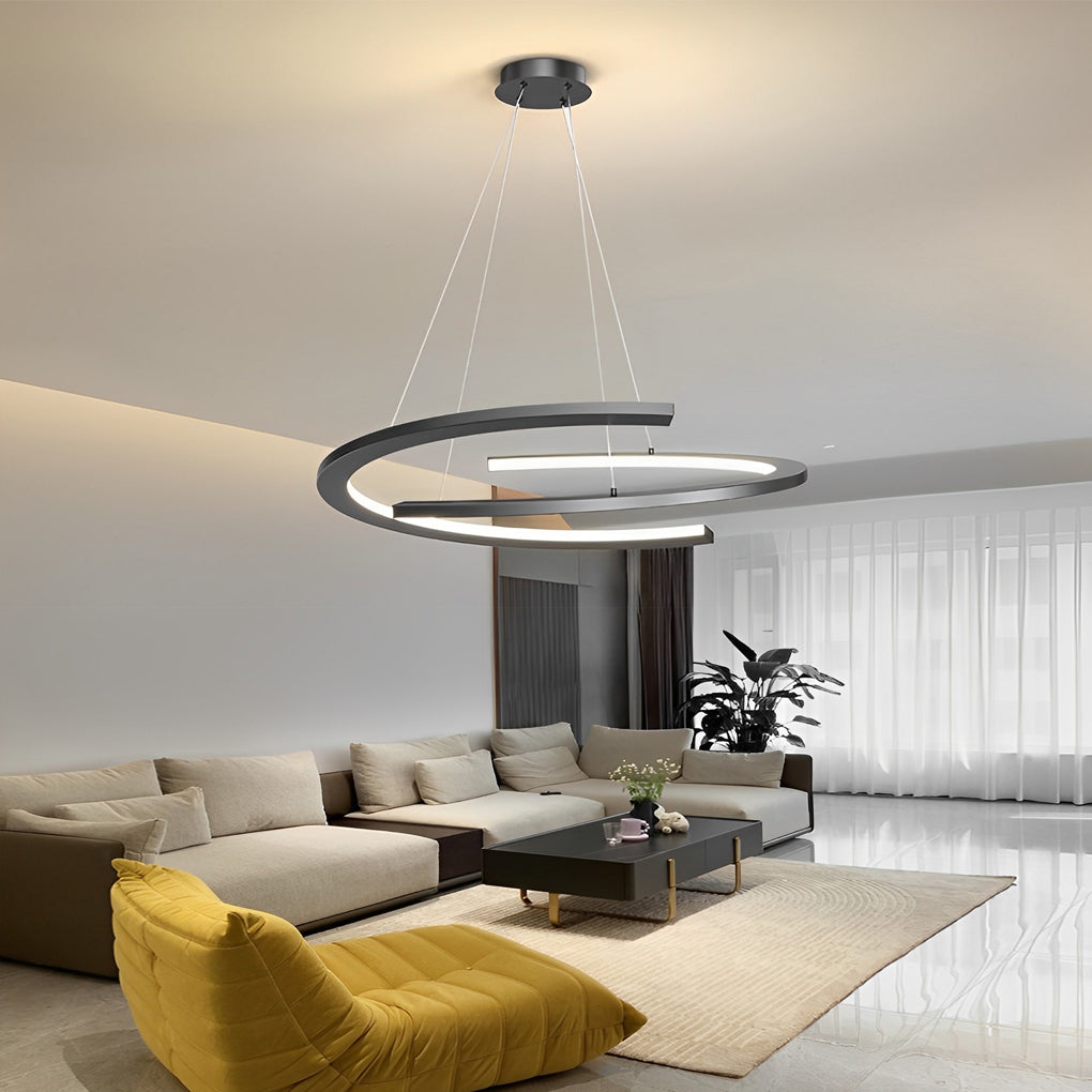 RAVENHURST BLACK SEMI-CIRCULAR LED CHANDELIER WITH TRIPLE DIMMING