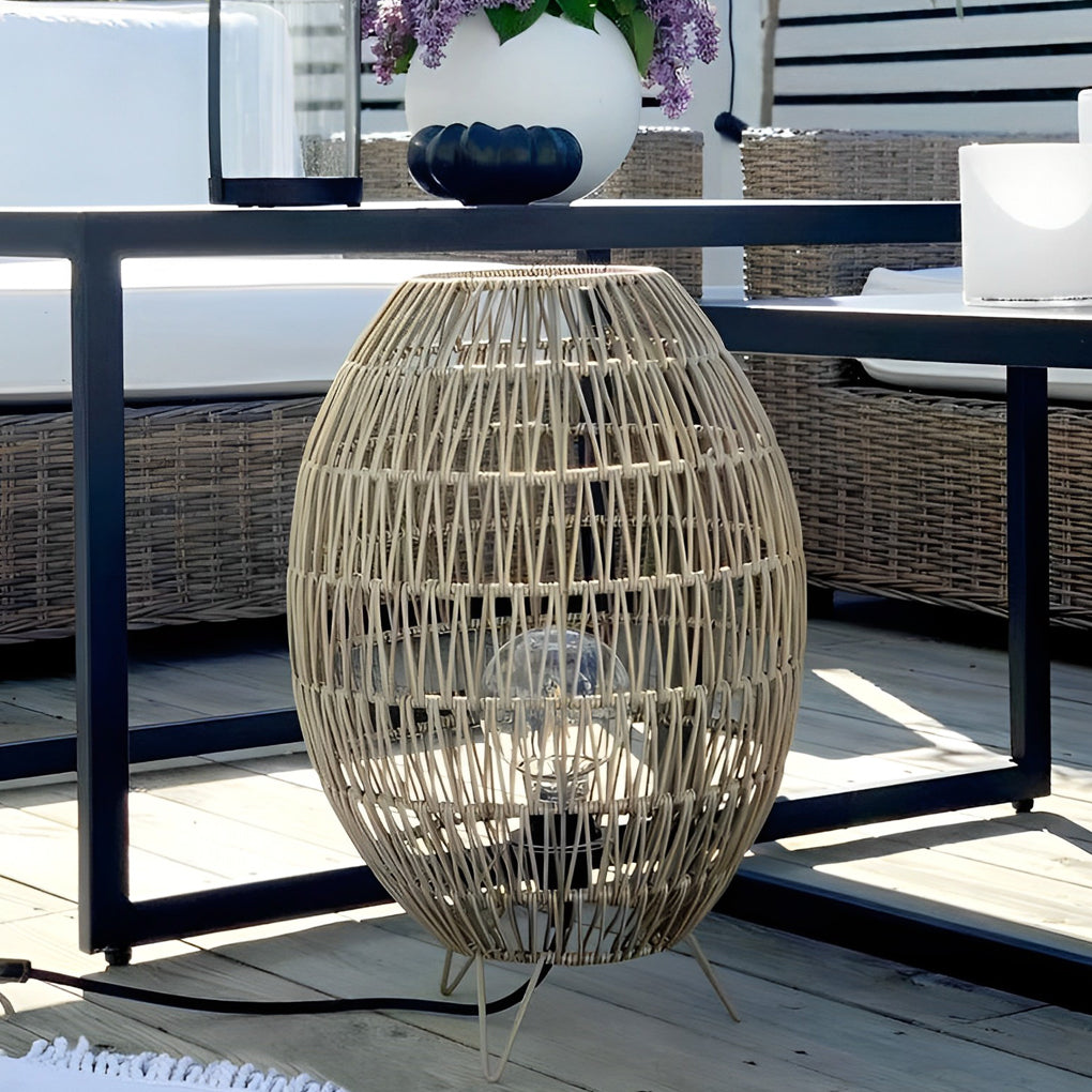 WINTHORPE WOVEN RATTAN OVAL OUTDOOR LANTERN