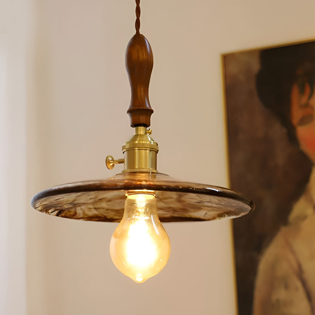WINTERBOURNE BROWN GLASS CIRCLE PENDANT LIGHT