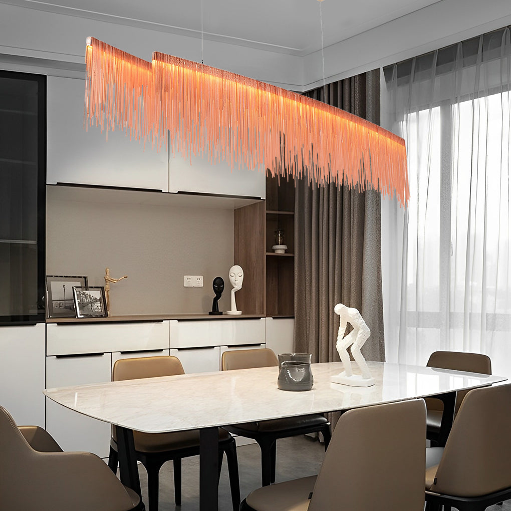 FENWICK ALUMINUM TASSEL LED DINING CHANDELIER