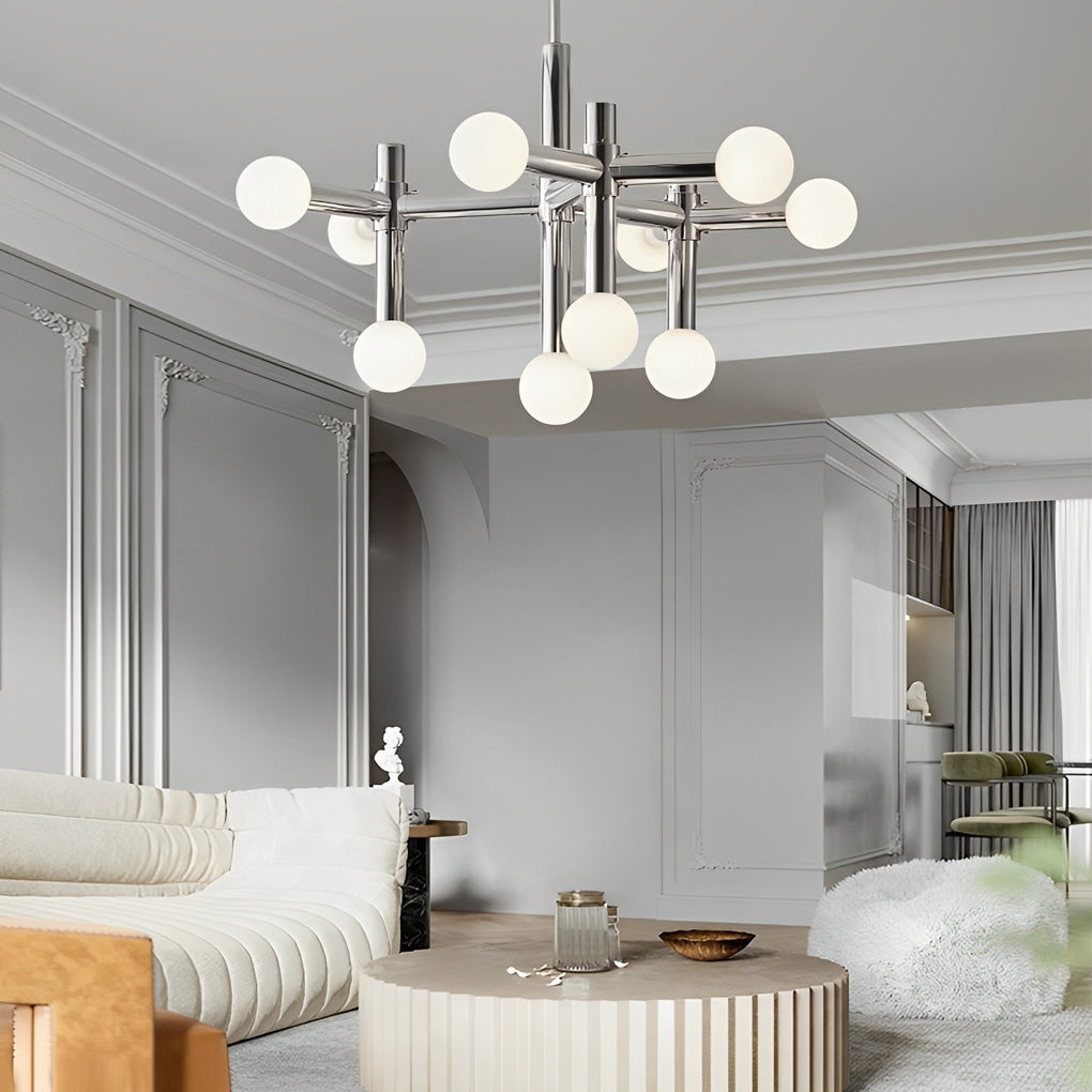 WINTHORPE SPUTNIK INSPIRED CHROME ORB CHANDELIER WITH 10 LIGHTS