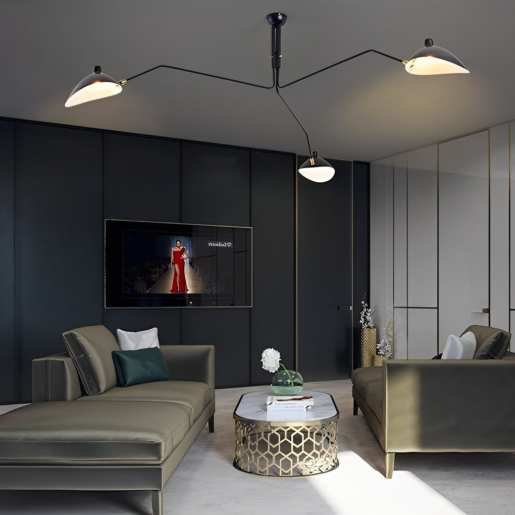 WHITBY SWINGING ARM DUCKBILL SHADE CHANDELIER IN ONYX