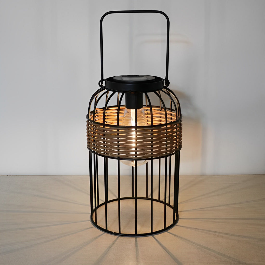 WINTERBOURNE WICKER SOLAR LANTERN WITH WATER-RESISTANT DESIGN