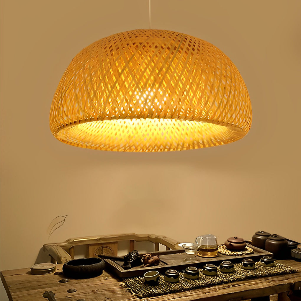 WINTERBOURNE HANDCRAFTED BAMBOO LED CHANDELIER WITH TRIPLE DIMMING