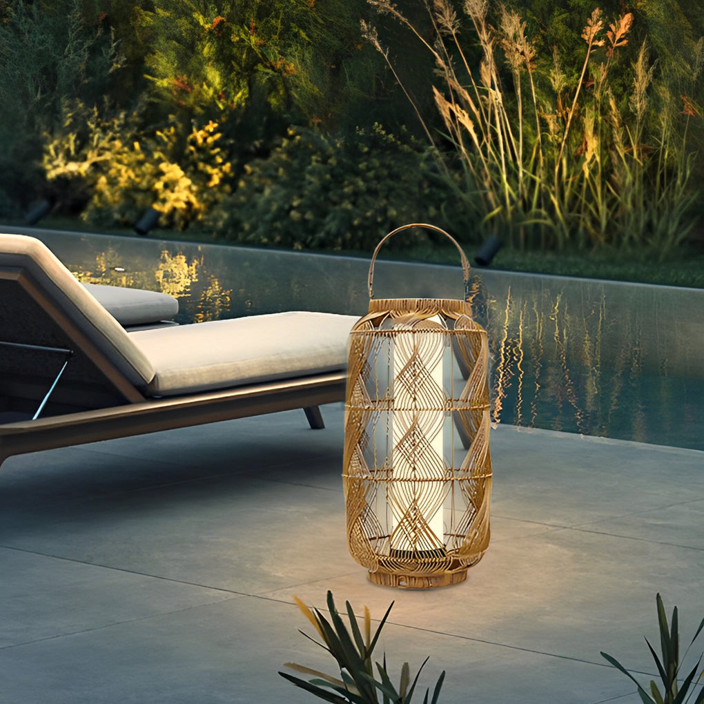 WINTHROP WOVEN SOLAR FLOOR LANTERN