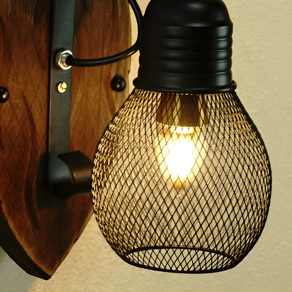 WINTERTON RUSTIC IRON AND WOOD WALL SCONCE
