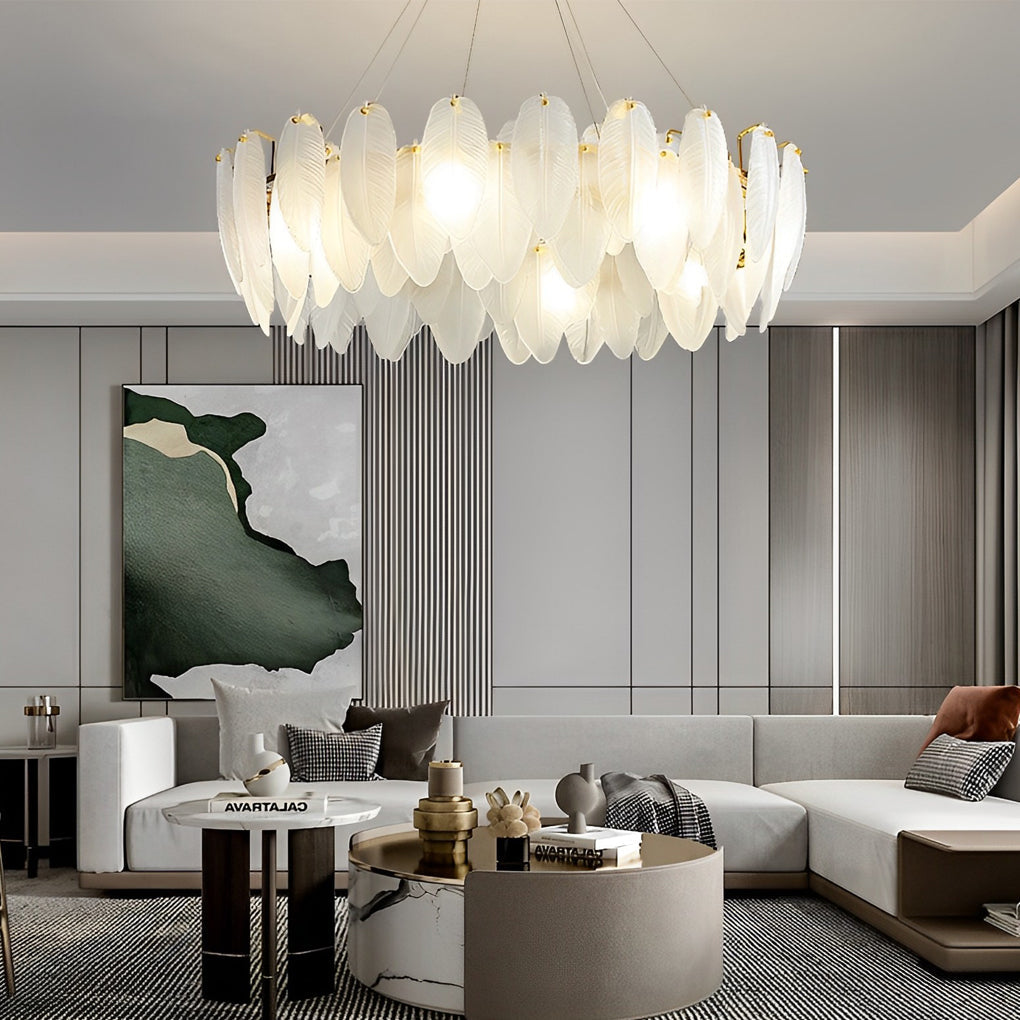 WINDSOR GLASS PLUME TRIFOLD CHANDELIER FOR DINING SPACES