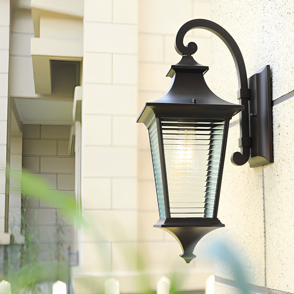 WINCHESTER STRIPED GLASS OUTDOOR WALL LANTERN